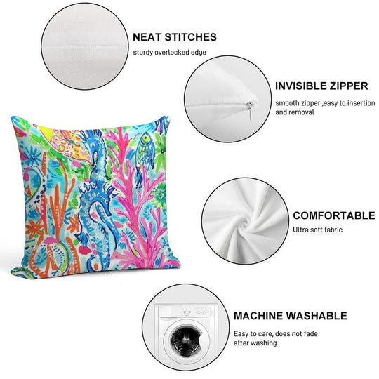 Happy Lily Summer Soft Washable Throw Pillow