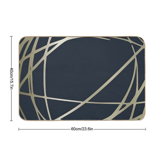 Festive, Abstract, Blue And Gold, Stripes Pattern  High-Traffic Bath Mat