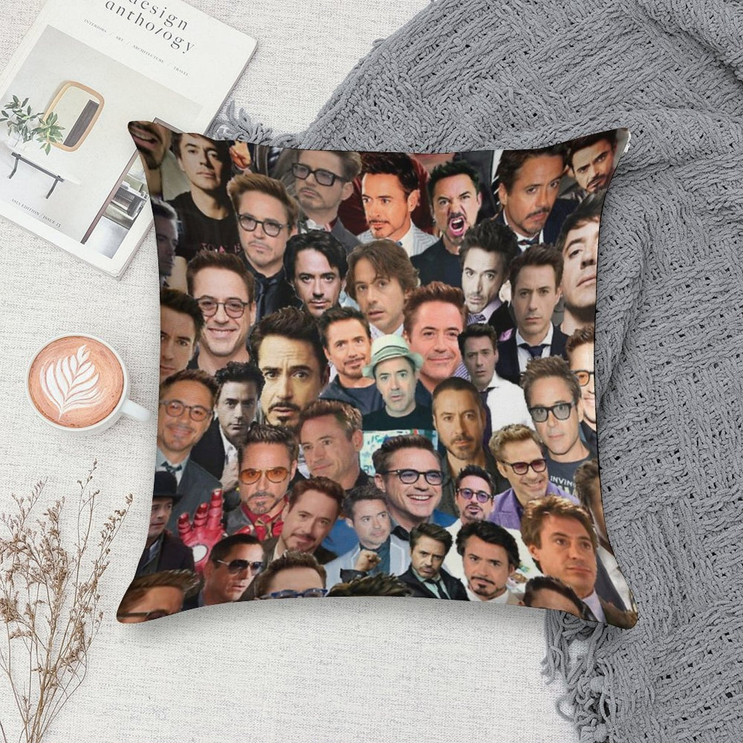 Robert Downey Jr. Collage Soft Home Decor Throw Pillow