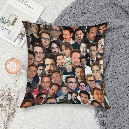 Robert Downey Jr. Collage Soft Home Decor Throw Pillow
