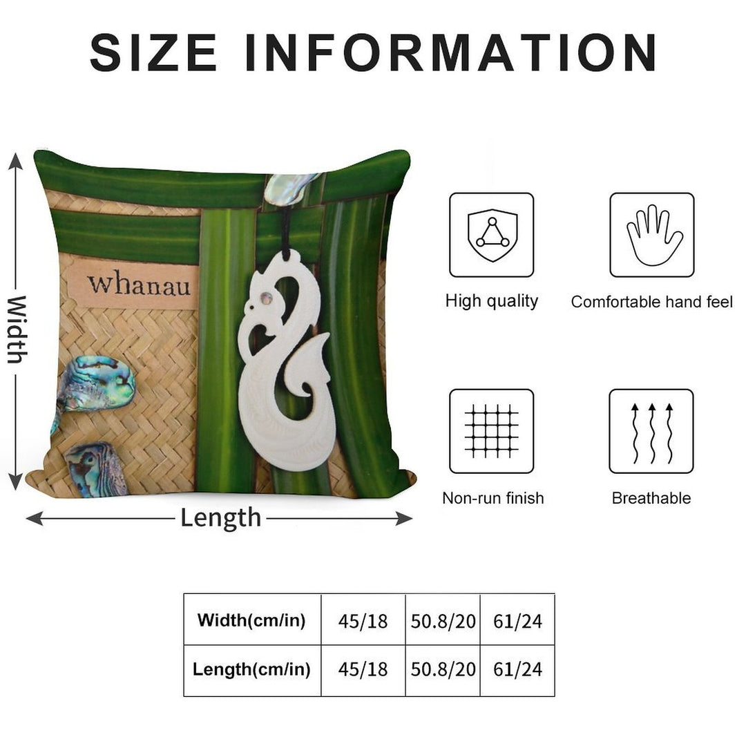 NZ Maori - Whanau - Family Theme Soft Short Plush Fabric Throw Pillow