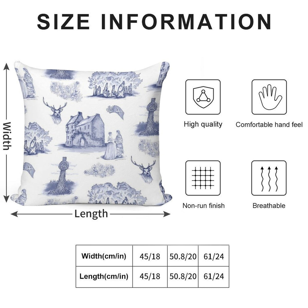 Highlander Toile in Blue Soft Washable Throw Pillow