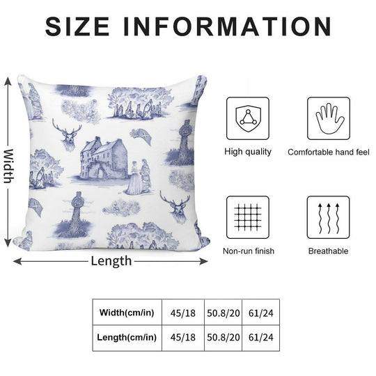 Highlander Toile in Blue Soft Washable Throw Pillow
