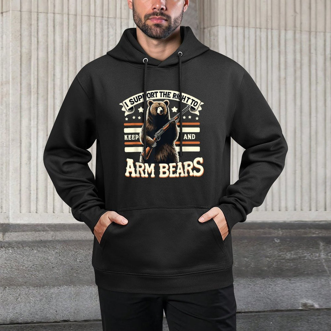 Support Right to Keep And Arm Bears Humorous Wildlife Rights Versatile Streetwear Hoodie