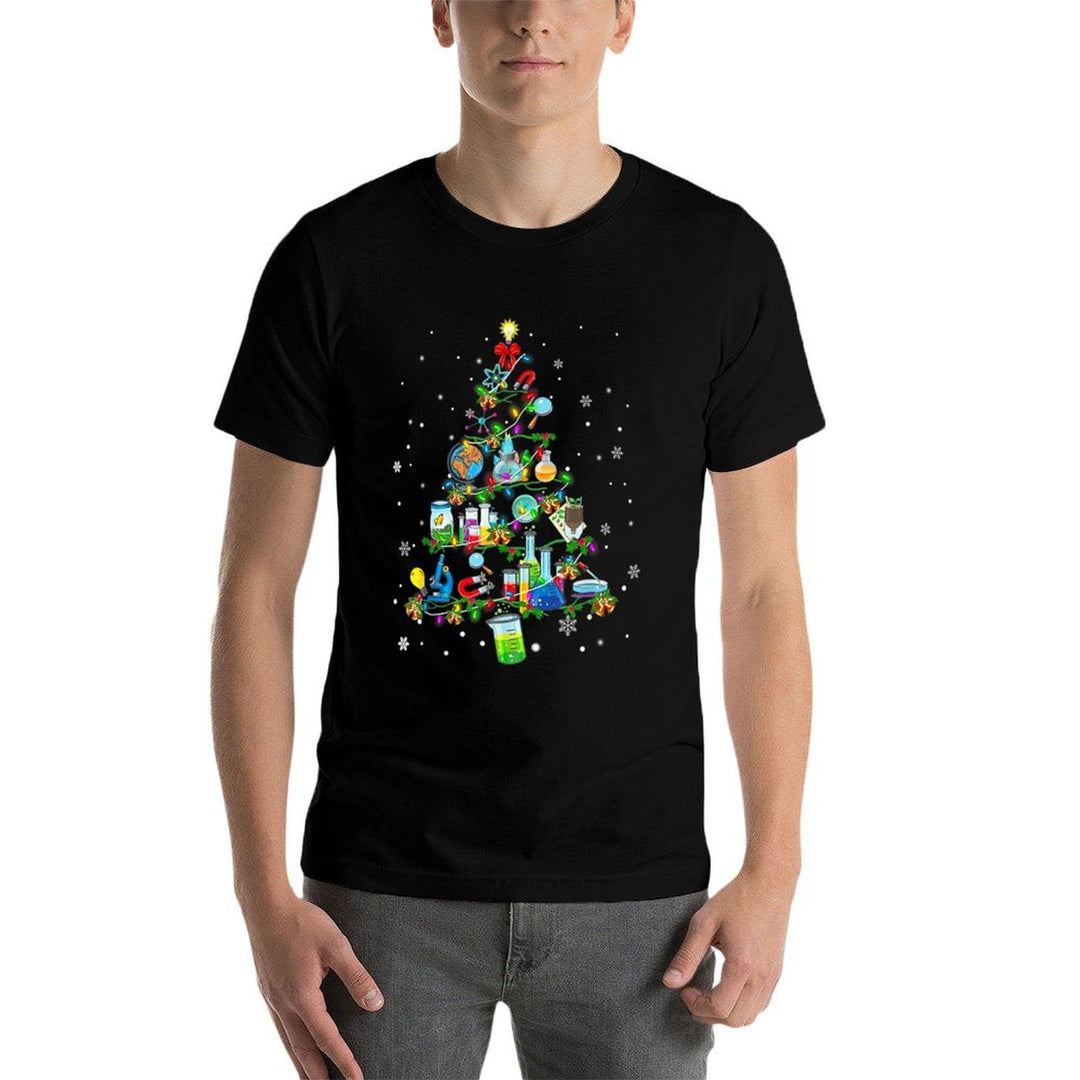 Science Christmas Lights Tree Decoration Science Xmas Snow  High-quality Stitching T-Shirt