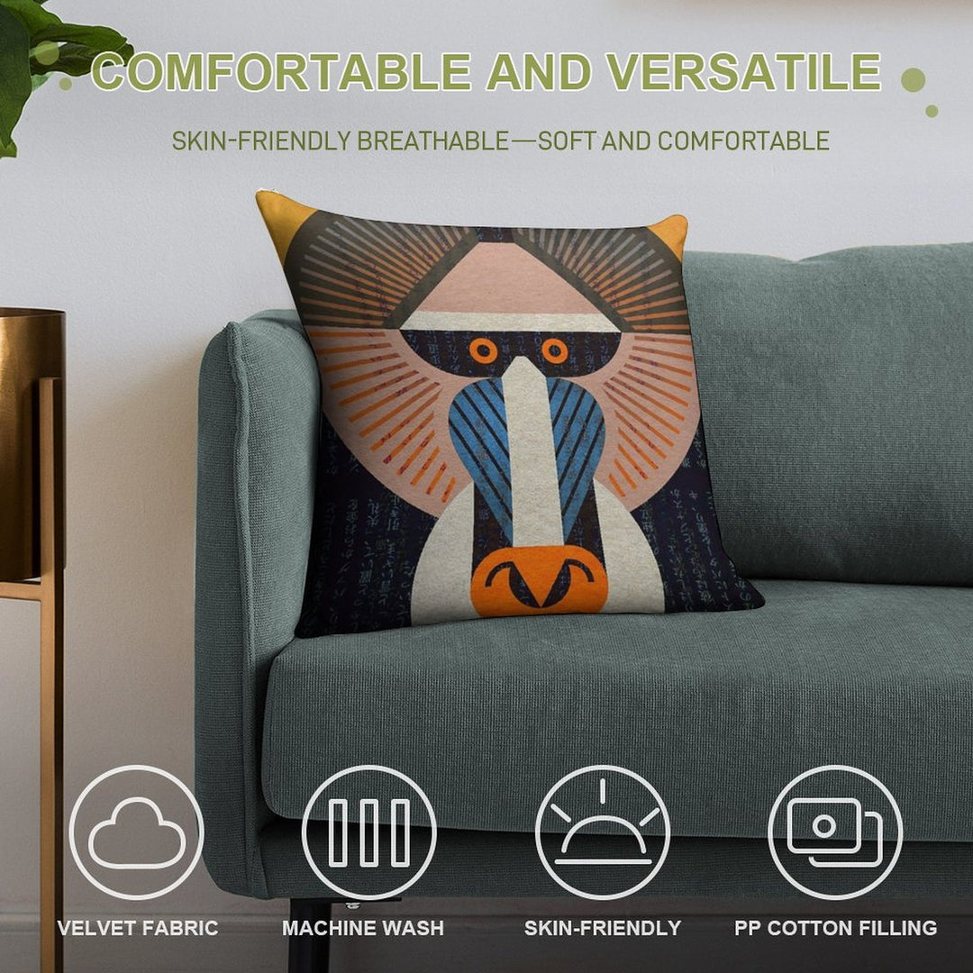 Mandrill Soft Short Plush Fabric Throw Pillow
