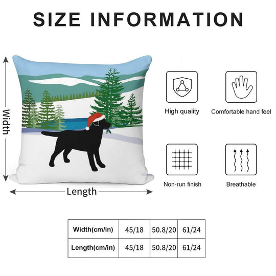 Black Labrador Christmas Winter View Soft Luxury Feel Throw Pillow