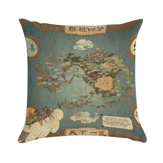 Avatar The Last Airbender Map Soft High-Density Material Throw Pillow