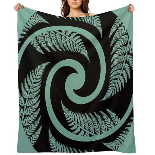New Zealand Silver Fern in A KORU Gift-ready Throw Blanket