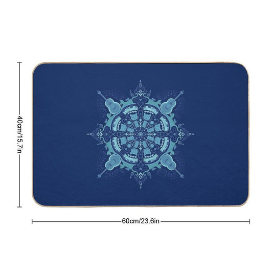 Blue Cat And Music Mandala on Blue  Pet-Safe Bath Mat