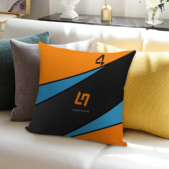 F1 2025 Lando Norris Carbon Fibre Black, Blue And Orange Soft Multiple Sizes Throw Pillow