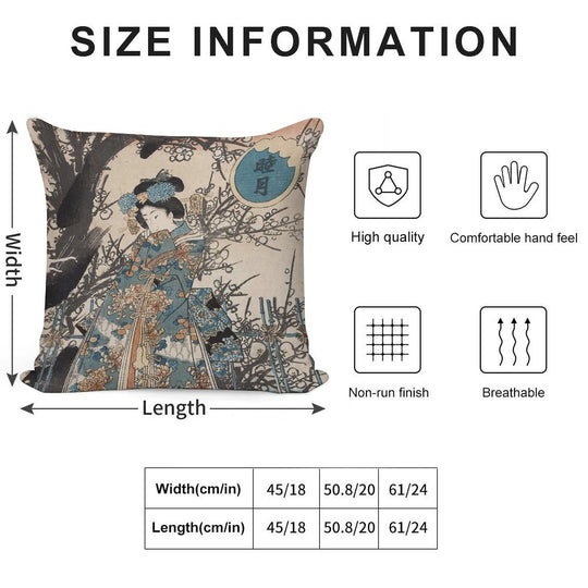 Classic Vintage Ukiyo-e Japanese Art Geisha Portrait Soft Skin-Friendly Throw Pillow