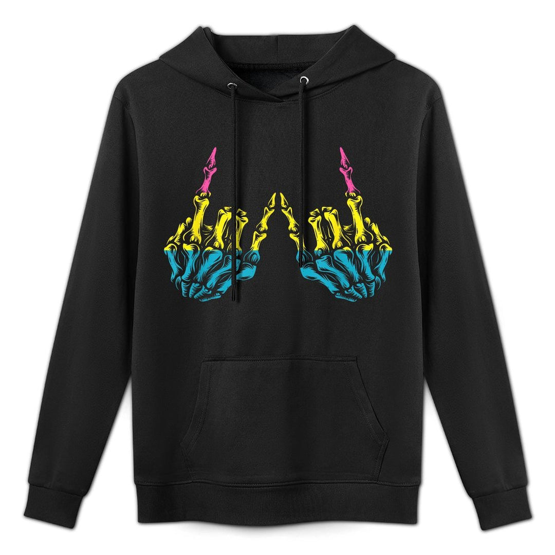Skeleton Rock Hand LGBT-Q Cool Pansexual Pride Pan Relaxed Fit Hoodie