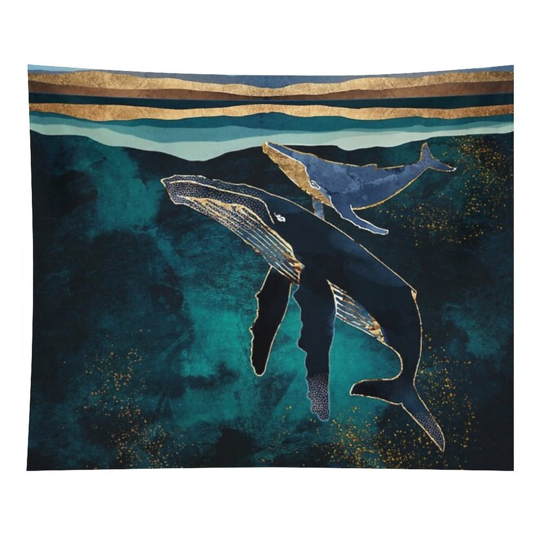 Moonlit Whales Tapestry