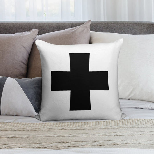 Swiss Cross in Black Soft Style Accent Throw Pillow