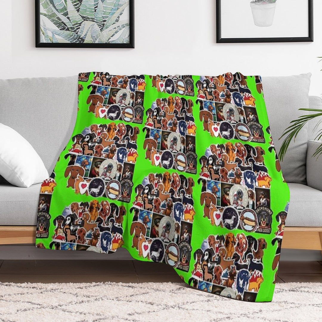 I Love Dachshunds, Collage. Shrink-resistant Throw Blanket