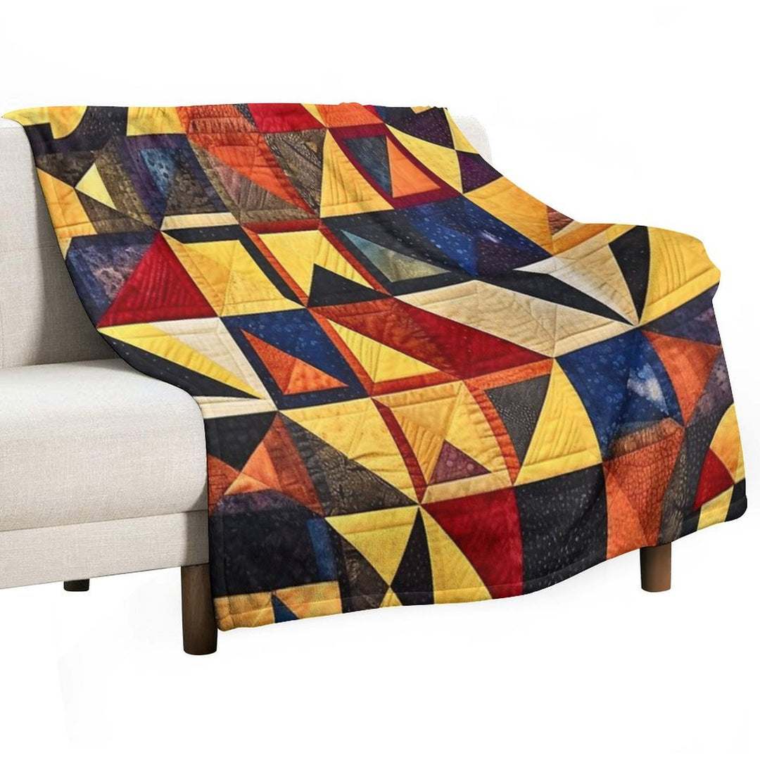 Block Quilt Pattern Gift-ready Throw Blanket