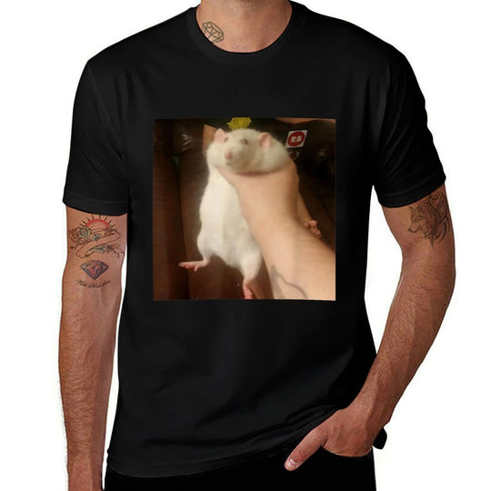Cute Fat Rat Being Grabbed Meme  High-quality Stitching T-Shirt