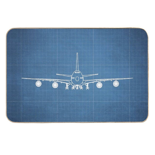 Boeing 747 Family Blueprint (light Blue)  Slip-Resistant Bath Mat