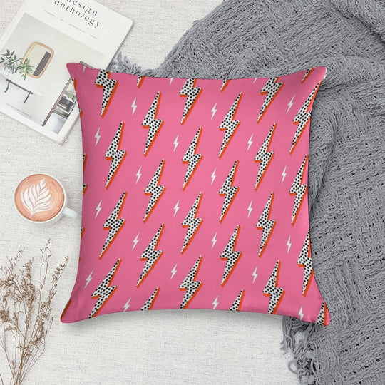 Lightning Bolt Thunder Flash Preppy Pink Soft High-Density Material Throw Pillow