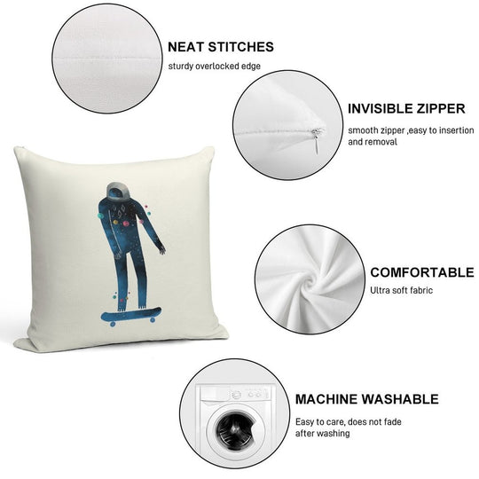 SkateSpace Soft Hidden Zipper Throw Pillow