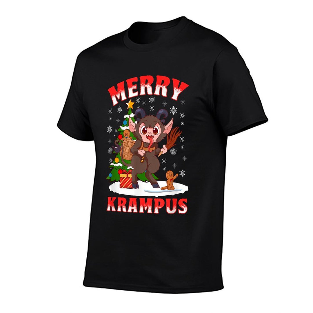 Merry Krampus Cute Kawaii Christmas Holiday Funny Folklore  Oversized Silhouette T-Shirt