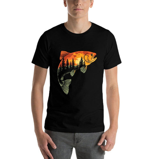 Fishing, Trout, Fly Fishing, Angler Fisherman, Nature Forest  Graphic-printed T-Shirt