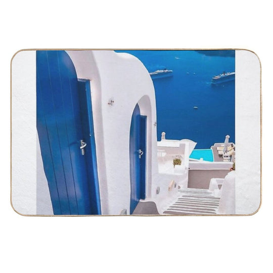 Santorini Oia Greece , Path to Paradise  Pet-Safe Bath Mat