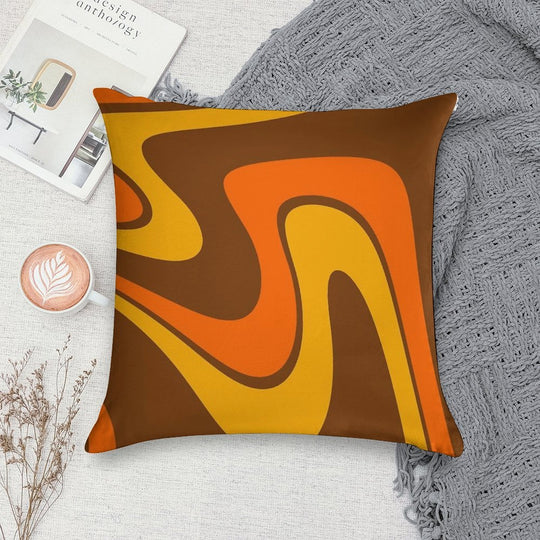 70s Retro Vintage Style Design Orange Yellow And Brown Soft Style Accent Throw Pillow