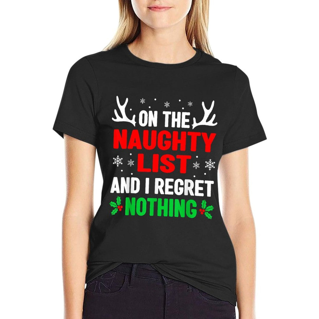 Dear Santa On Naughty List Funny Christmas Mens Women Kids  Rolled Sleeves T-Shirt
