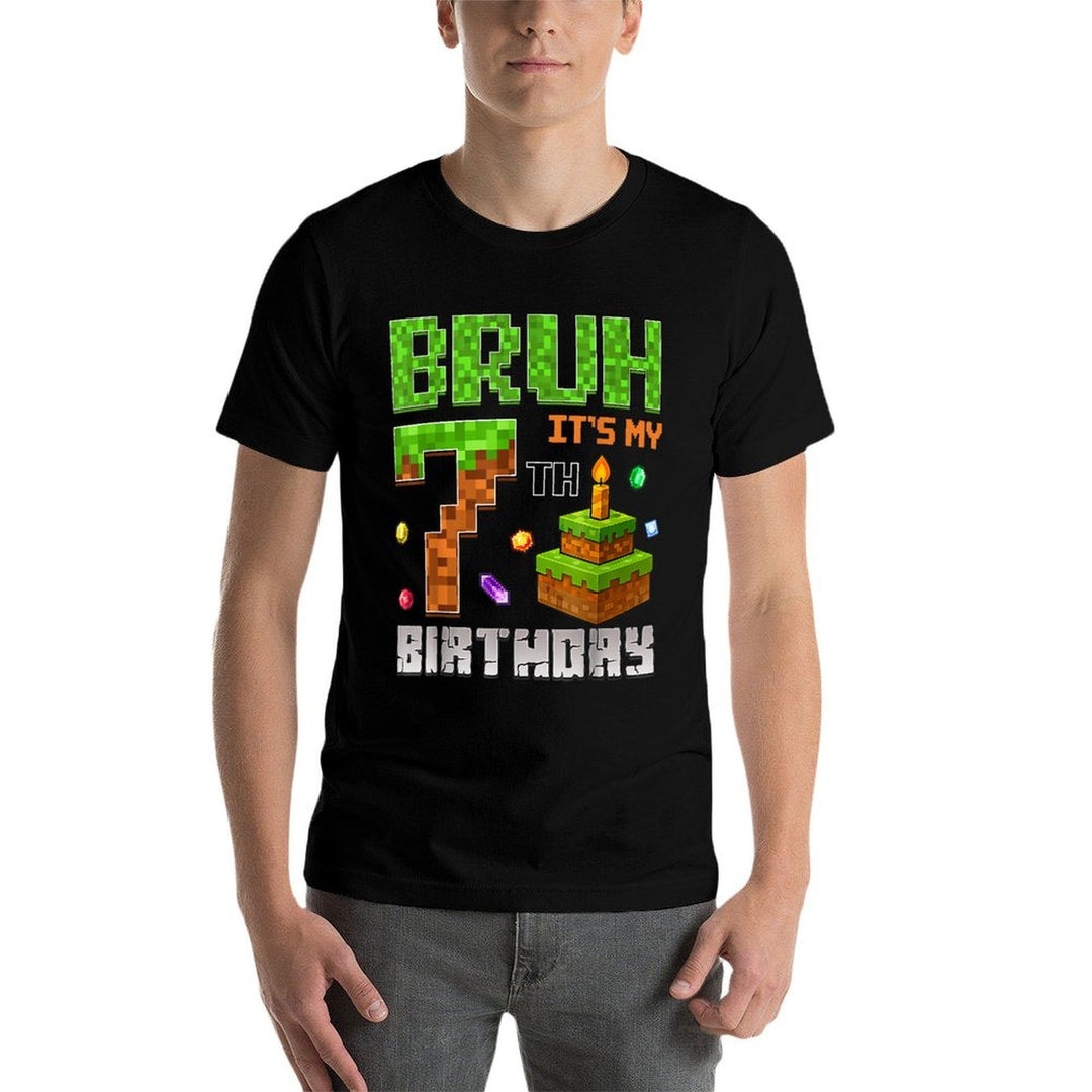 Its My 7th Birthday Game Pixel 7 Year Old Birthday Boy  Affordable Price T-Shirt