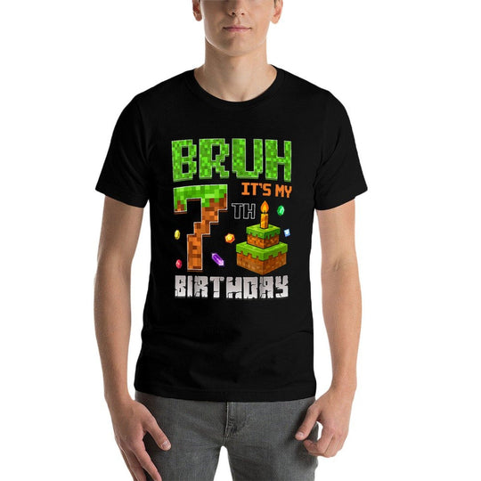 Its My 7th Birthday Game Pixel 7 Year Old Birthday Boy  Affordable Price T-Shirt