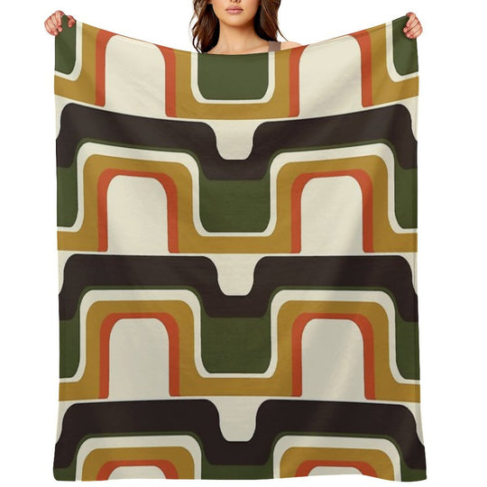 Mid-Century Modern Meets 1970s Plush Throw Blanket