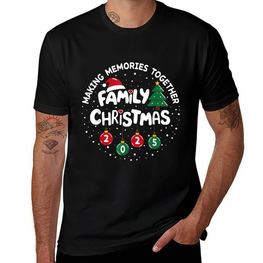 Family Christmas 2025 Making Memories Funny Xmas Pajamas  Trendy Pattern T-Shirt