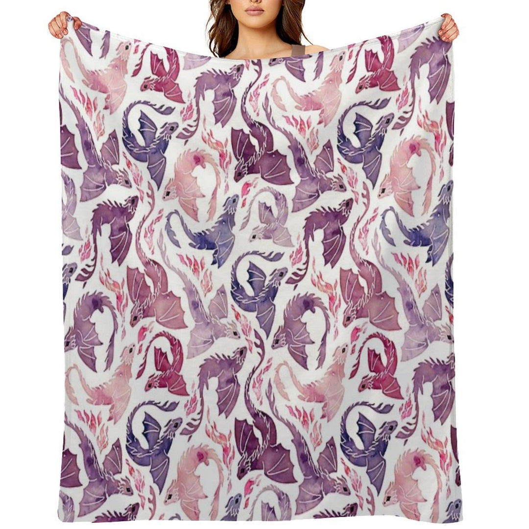 Dragon Fire Pink & Purple Shrink-resistant Throw Blanket