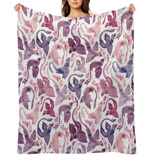 Dragon Fire Pink & Purple Shrink-resistant Throw Blanket