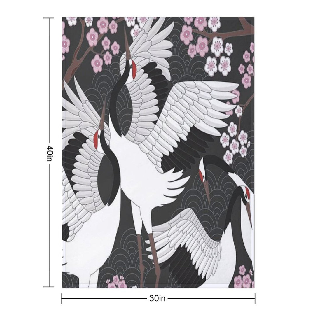 Japanese Cranes Eco-conscious Throw Blanket