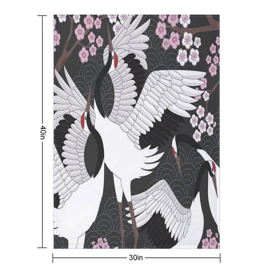 Japanese Cranes Eco-conscious Throw Blanket