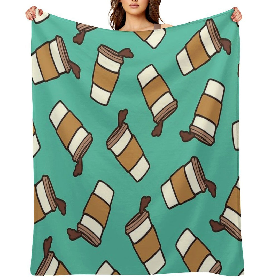 Take It Away Coffee Pattern Easy Care Throw Blanket