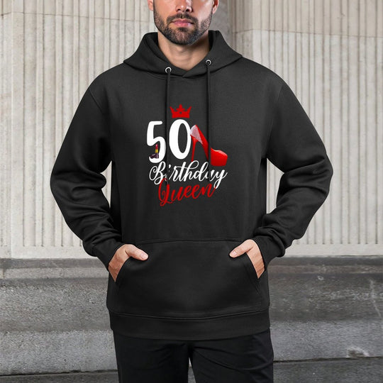Funny 50th Birthday 50 Birthday Queen Lipstick Stilettos All-Day Comfort Hoodie
