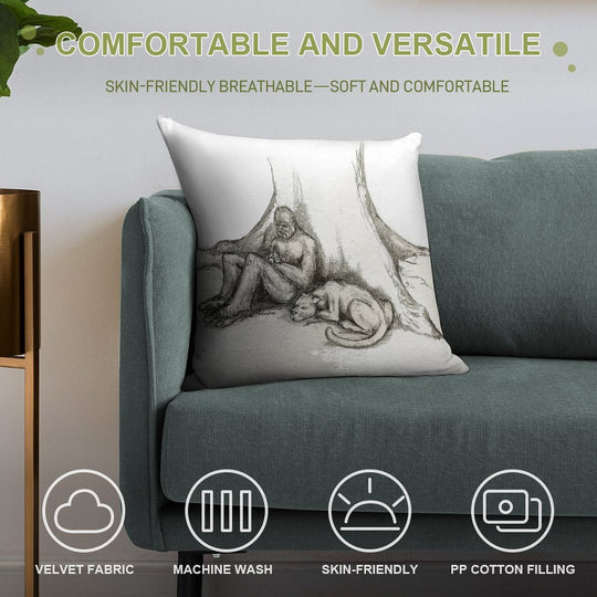 Bigfoot And Cougar Soft Washable Throw Pillow