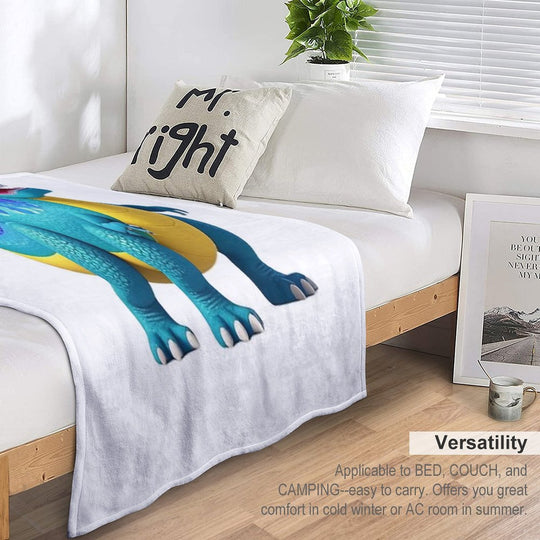 Smiling Dinosaur Cartoon Character Sustainable Throw Blanket
