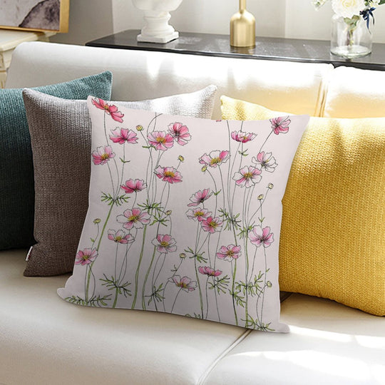 Pink Cosmos Flowers Soft Multiple Sizes Throw Pillow