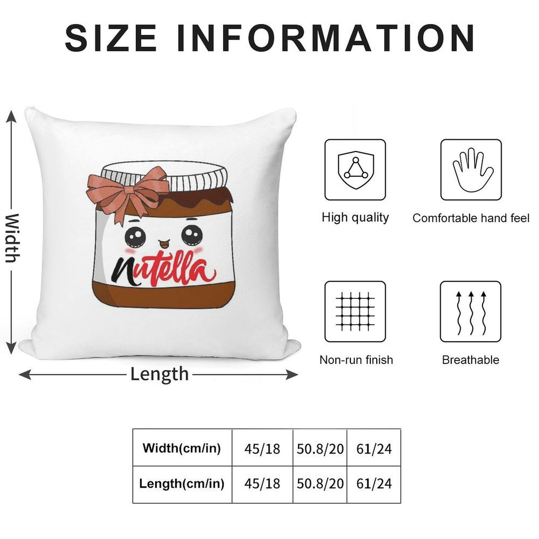 Nutella Soft Hidden Zipper Throw Pillow