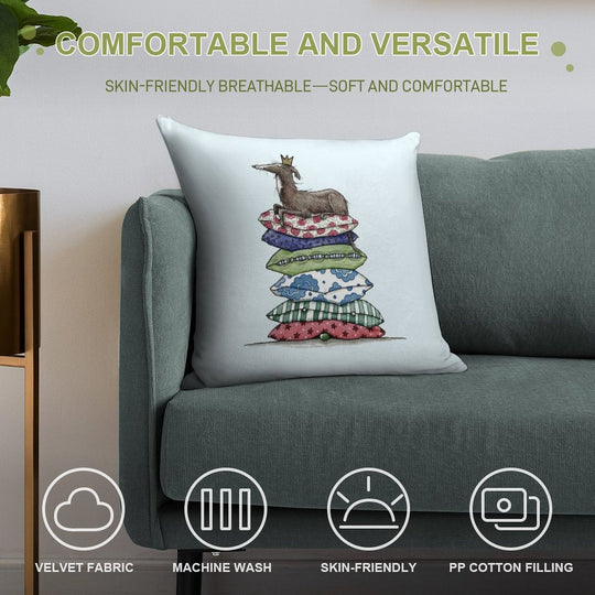 Princess On The Pea - Greyhound - Galgo - Whippet - Italian Greyhound Soft Bedroom Essential Throw Pillow
