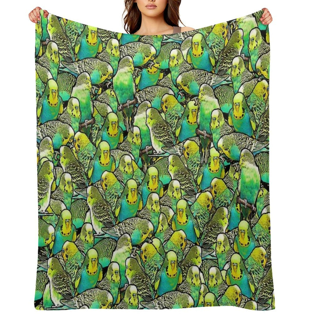 Budgie Pattern Travel-friendly Throw Blanket