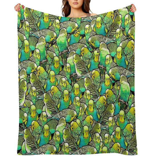 Budgie Pattern Travel-friendly Throw Blanket