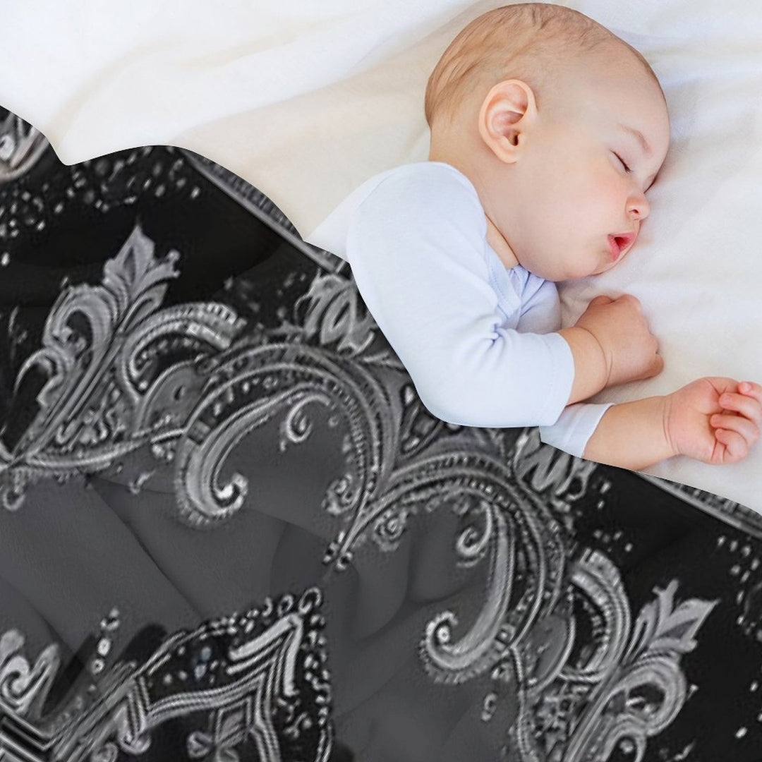 RogerPattern - Timeless Elegance Black & Gray Bandana for Fashion & Home Travel-friendly Throw Blanket