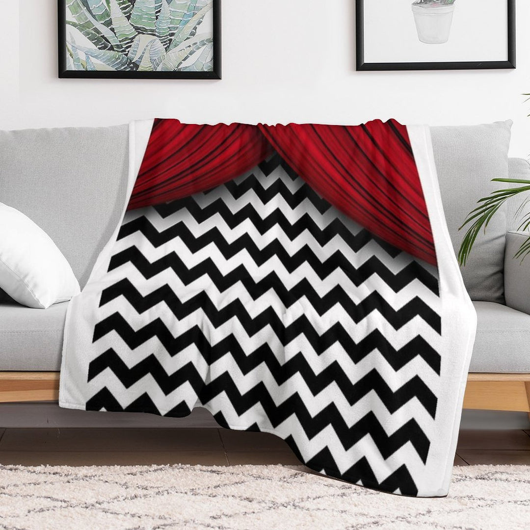 Twin Peaks Red Curtains Black And White Chevron Comfort Throw Blanket