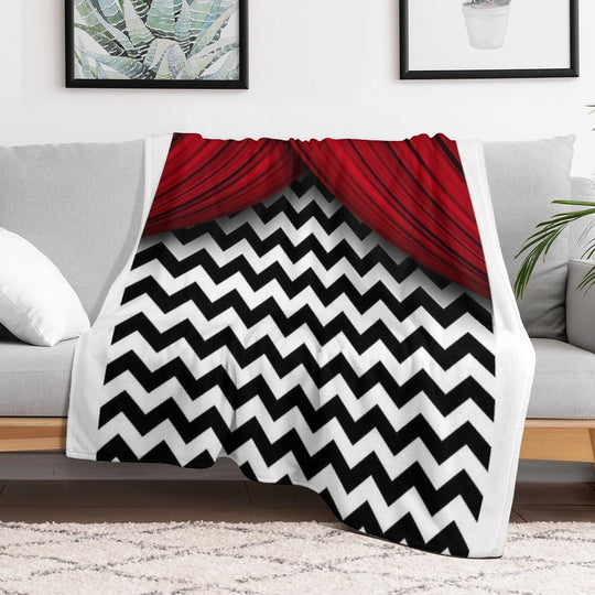 Twin Peaks Red Curtains Black And White Chevron Comfort Throw Blanket